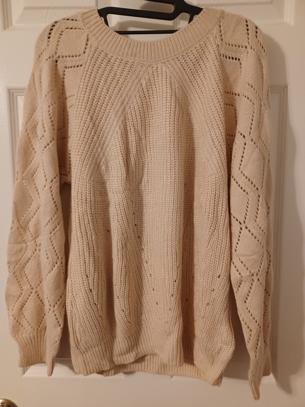 Cupshe Cream Open-Knit Women's Sweater - Classic Crewneck